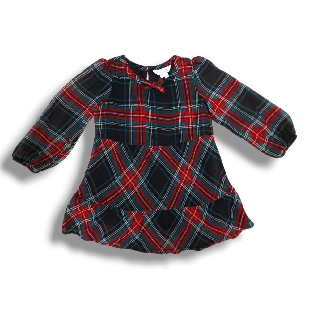 Draper James‎ Girls Plaid Tiered Holiday Dress Bow Red Green Black Christmas 2T